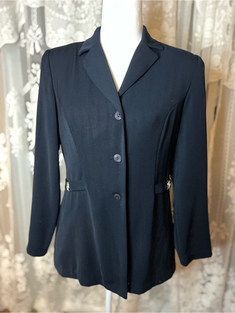 Vintage Jessica Navy Tailored Single-Breasted Blazer